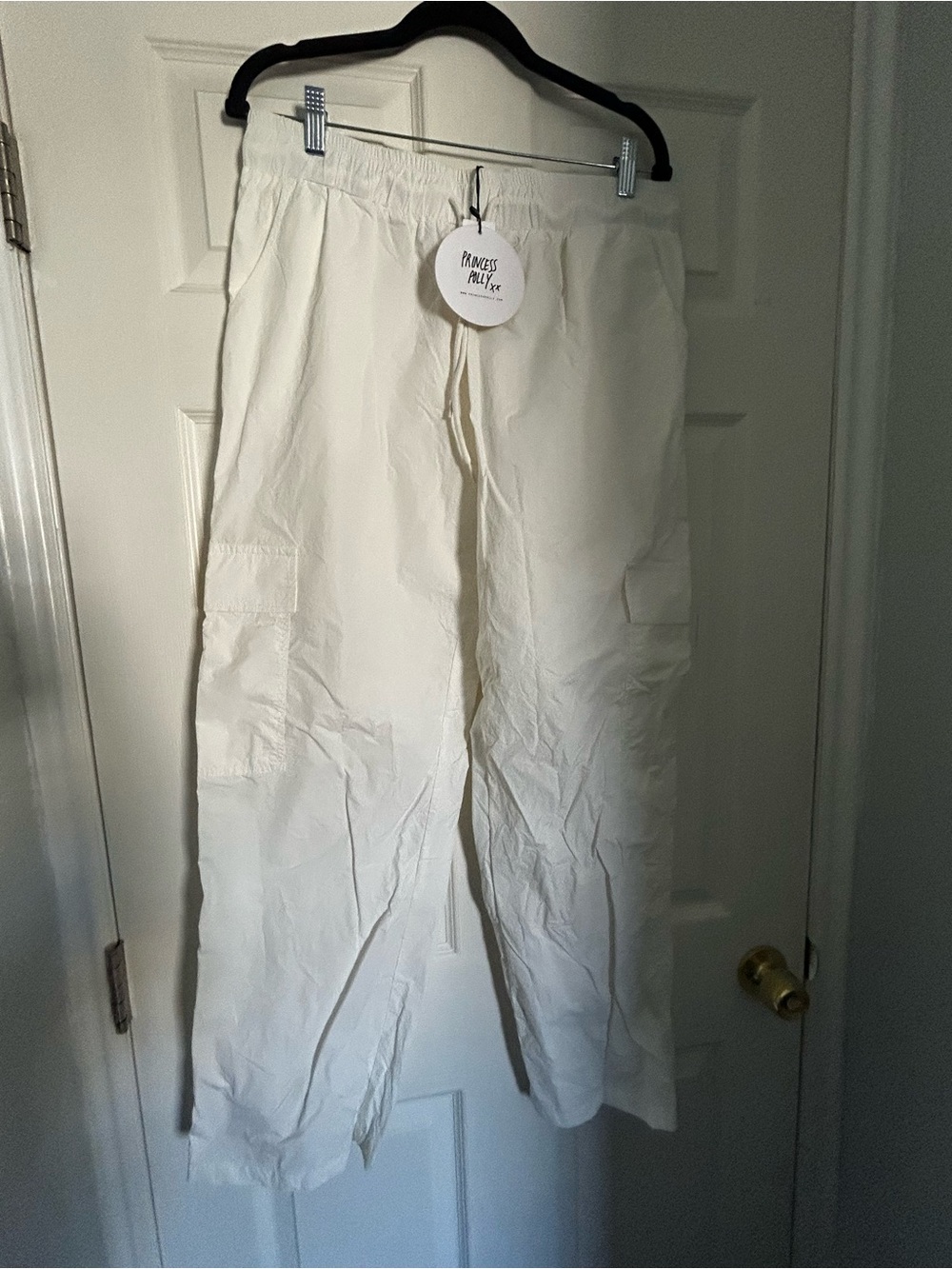 Princess Polly Women’s White Cargo Pants with Drawstring and Pockets